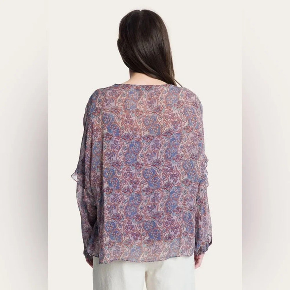 FRYE Long Sleeve Printed Blouse in Violet Dusk - Picture 3 of 7